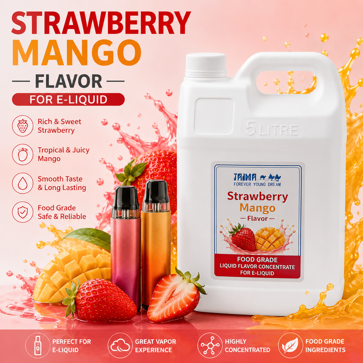 Taima Vape E Liquid Mix со вкусом клубники и манго